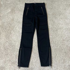 Bardot Jeans Size 24 Black Cargo Skinny Zip Ankle Pockets High Rise Denim
